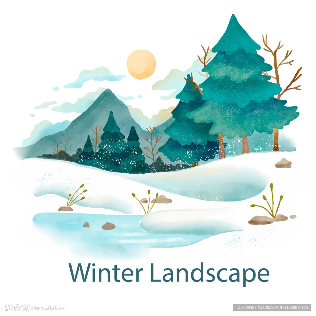冬日雪景山林風(fēng)光