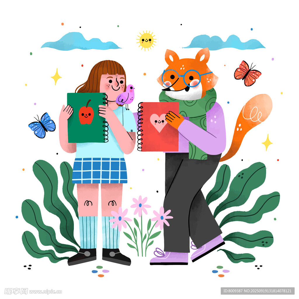 女孩與松鼠的溫馨閱讀時(shí)刻