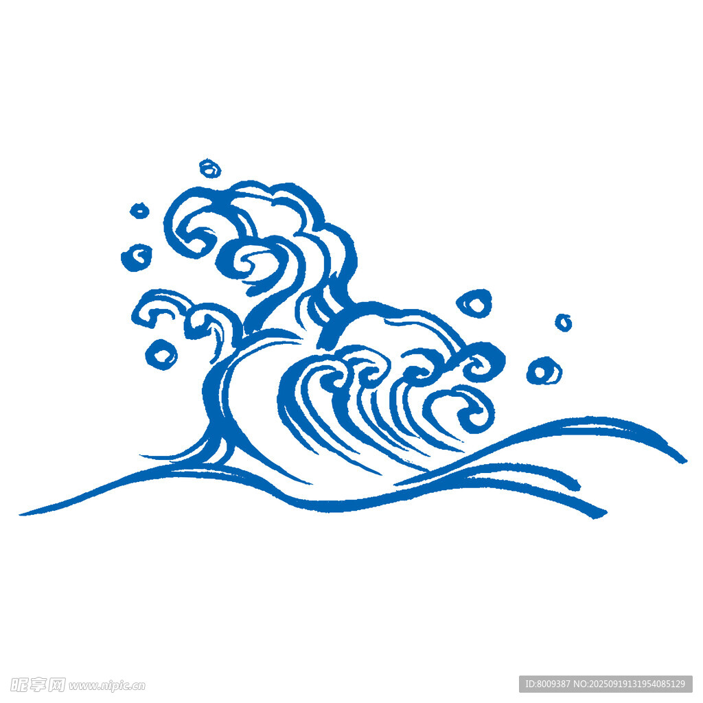 藍(lán)色海浪矢量插畫(huà)圖案