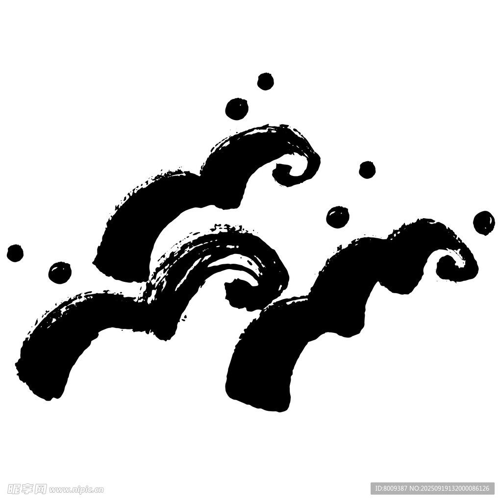 水墨風格海浪圖案