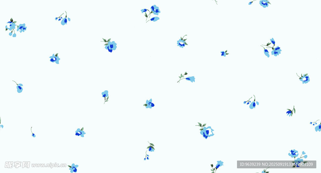 藍(lán)花散布白色背景圖案