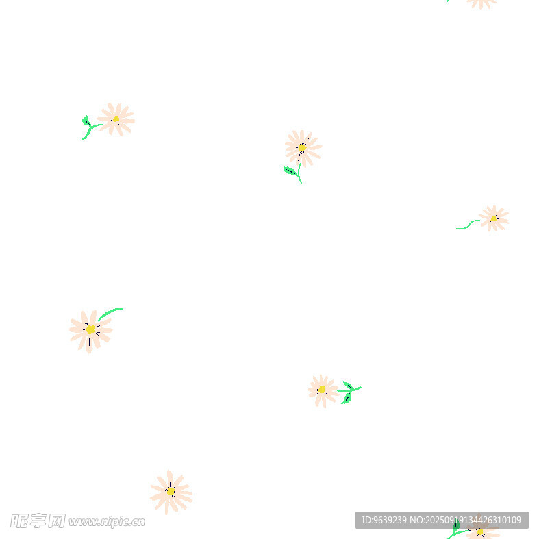 白色背景上的簡約小花圖案