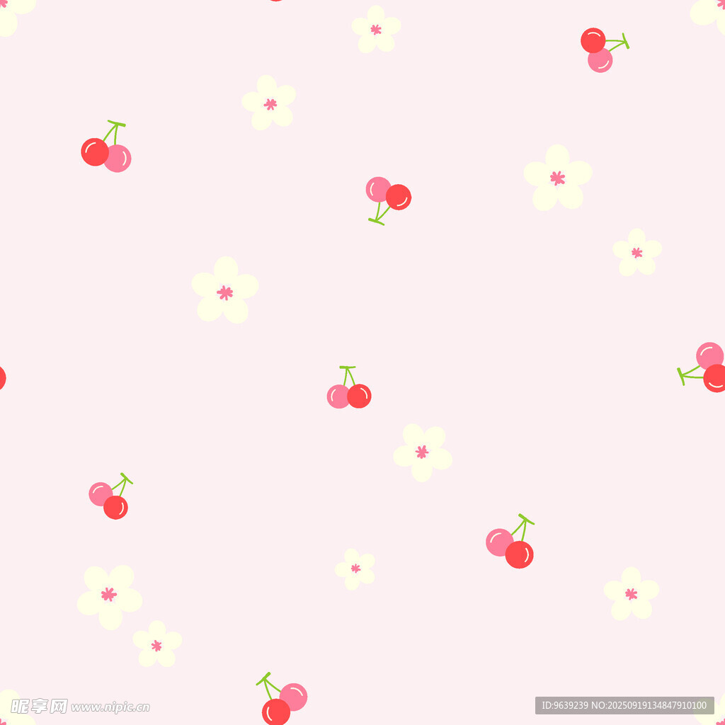 粉色櫻桃小花圖案背景