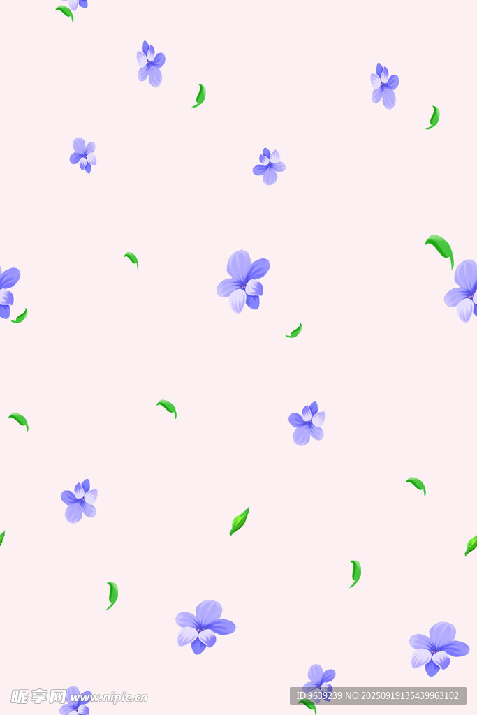 淡粉底藍花清新碎花圖案