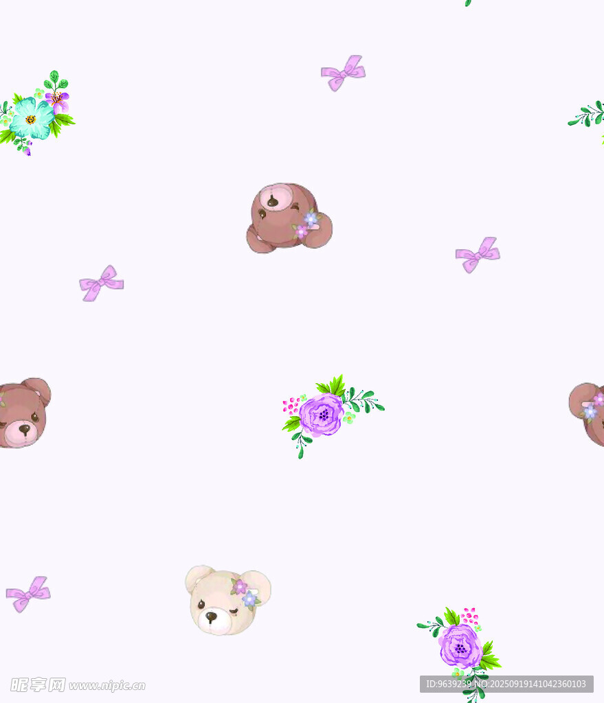 小熊花卉蝴蝶可愛圖案