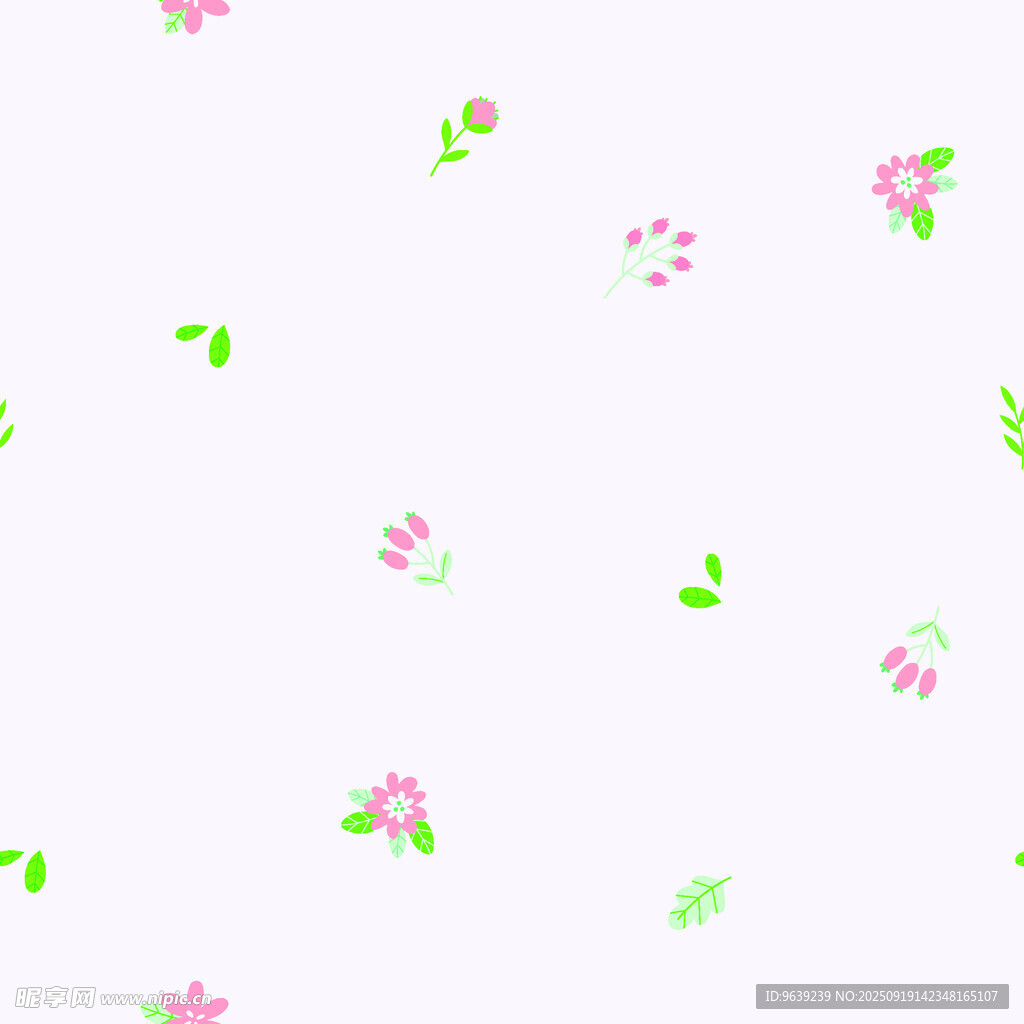 粉色花朵綠葉圖案背景