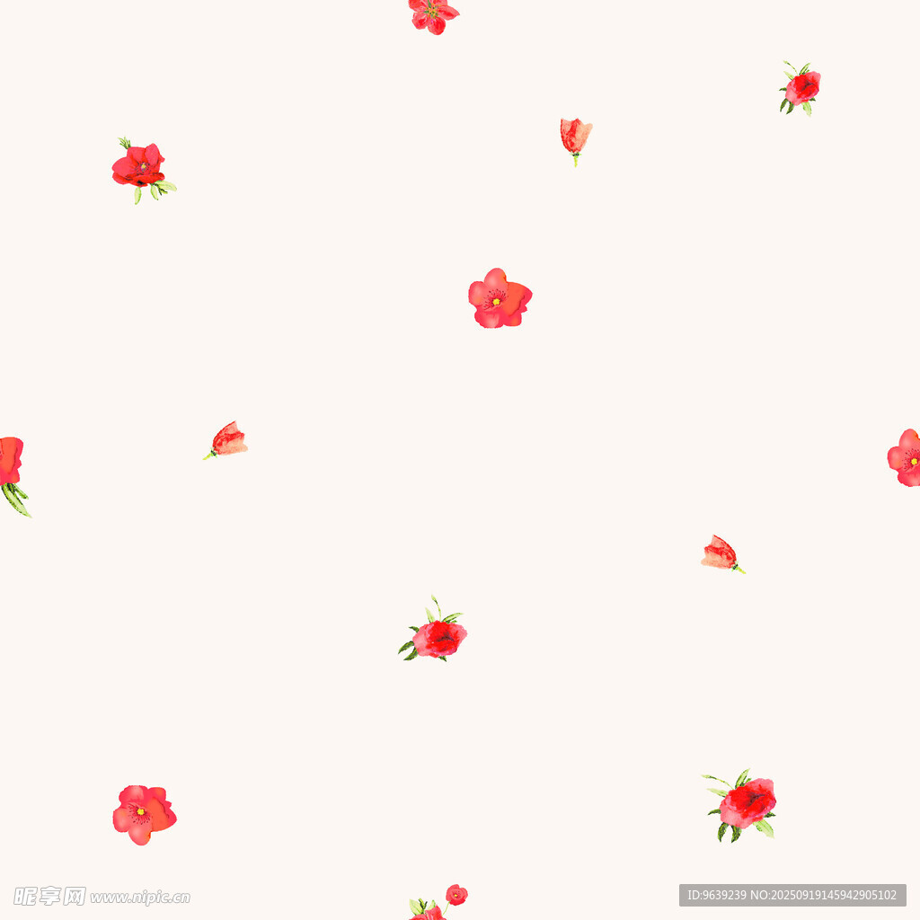 白色背景上的紅色小花圖案