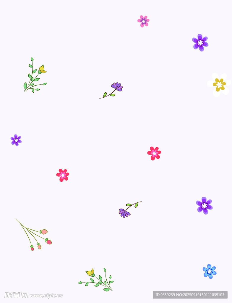 多彩小花圖案裝飾元素