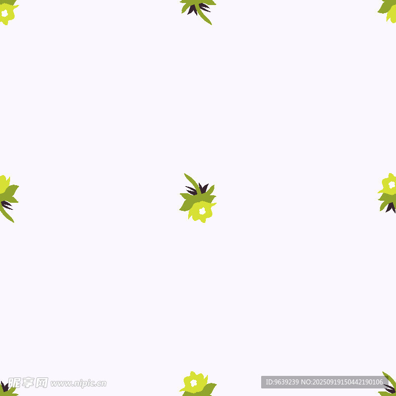 白色背景上的綠色小花圖案