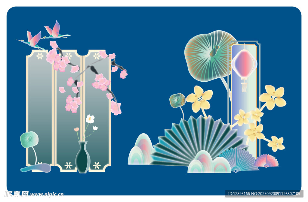 中式古風花卉裝飾圖案