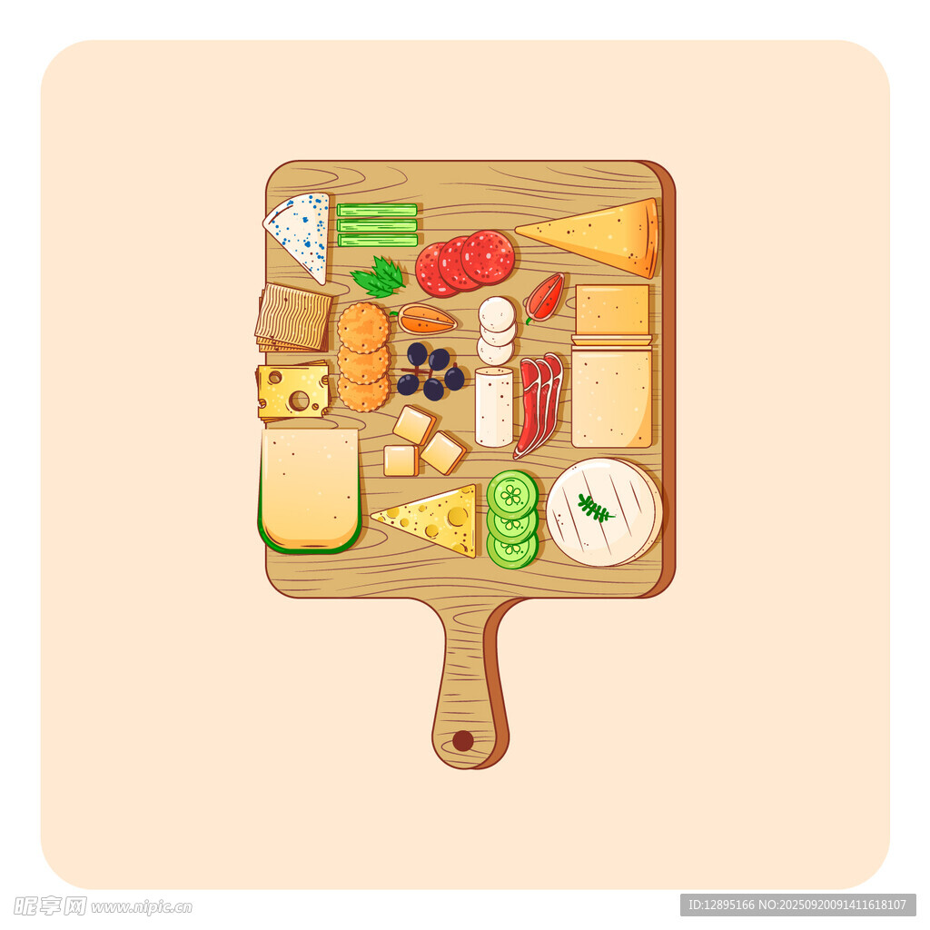 多彩食材擺滿木質(zhì)砧板