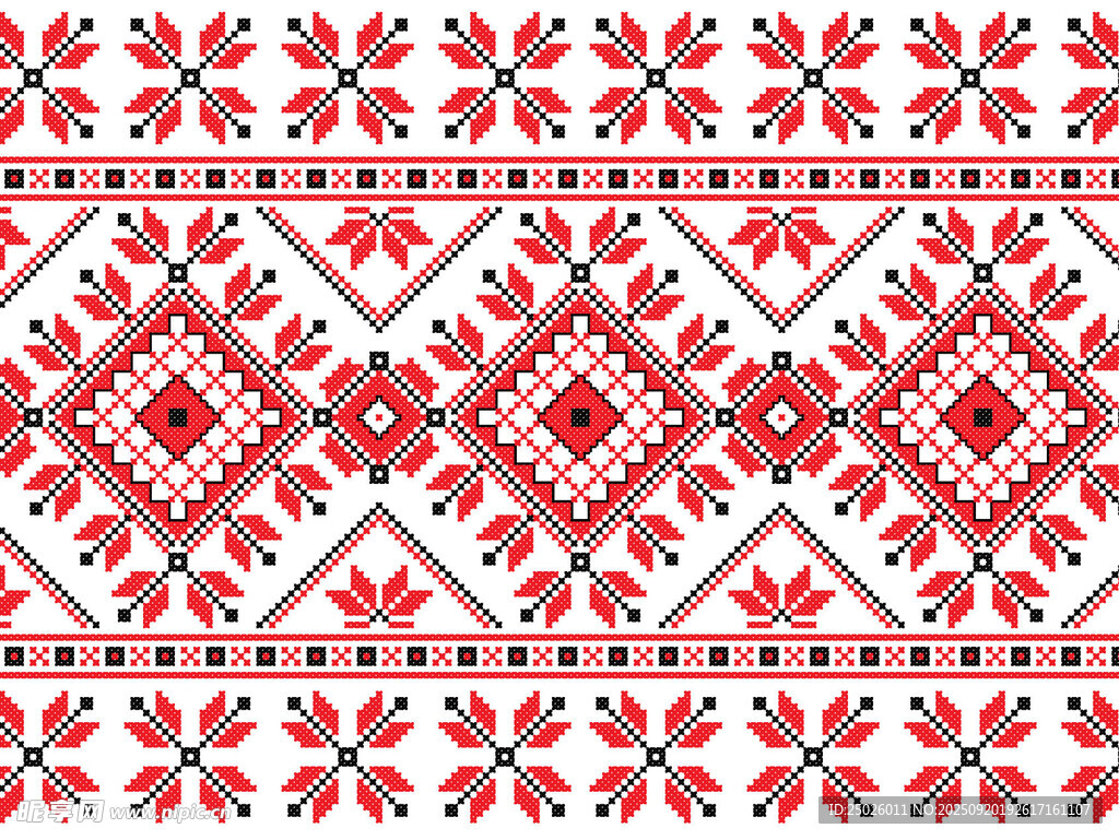 傳統(tǒng)紅白刺繡花紋圖案