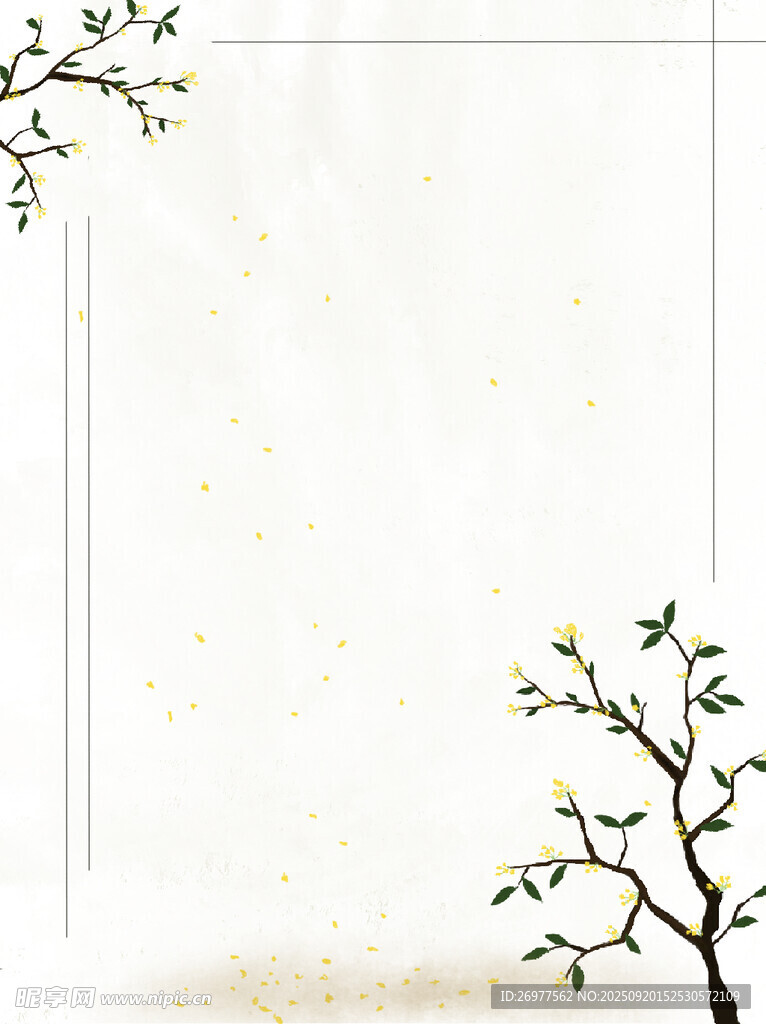中式古風枝頭花卉背景圖
