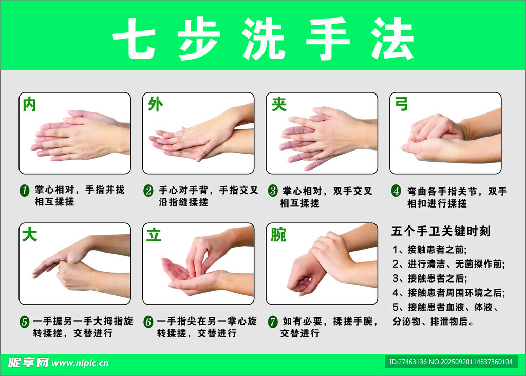 七步洗手法步驟圖示