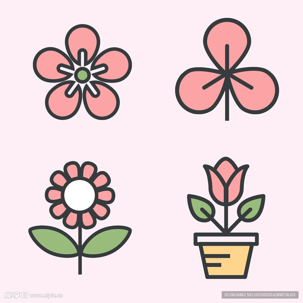簡約花卉圖標(biāo)集合