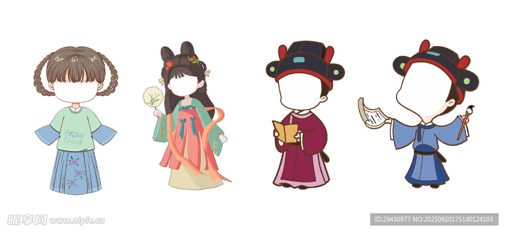 四款古風可愛娃娃形象