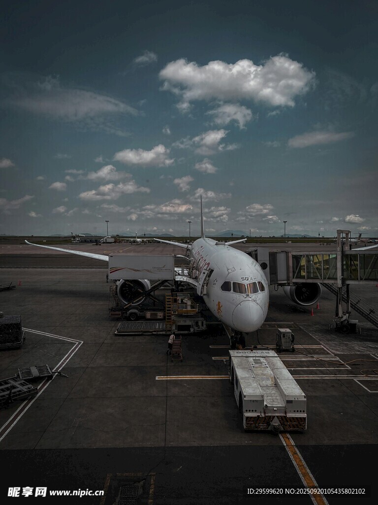 機(jī)場(chǎng)停機(jī)坪上的大型客機(jī)