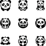 可愛熊貓圖標(biāo)集合