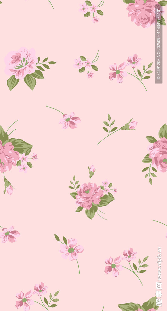 粉色花卉圖案背景紋理