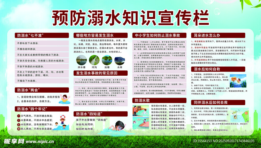 預(yù)防溺水知識宣傳欄