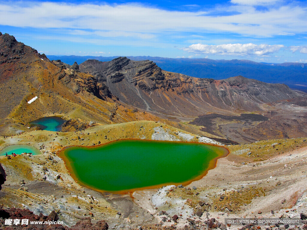 高山間的碧綠湖泊美景