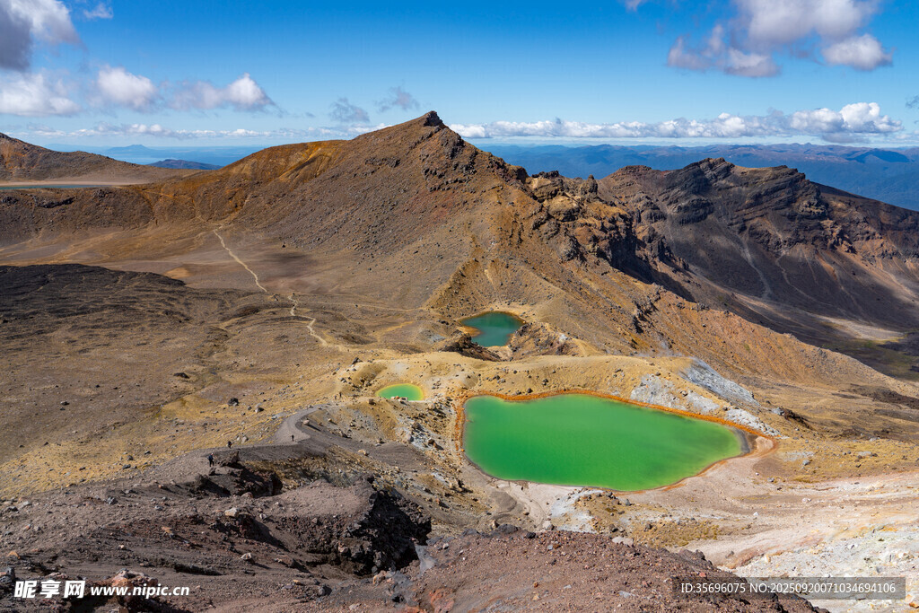 火山口的碧綠湖泊景觀