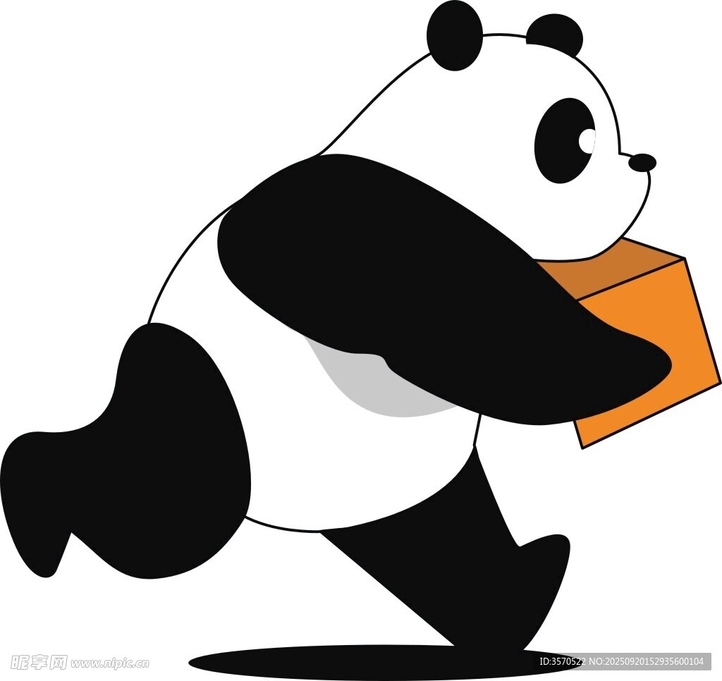 奔跑送物的可愛熊貓