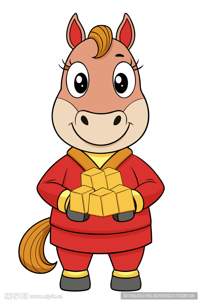 紅衣小馬捧金元寶賀歲