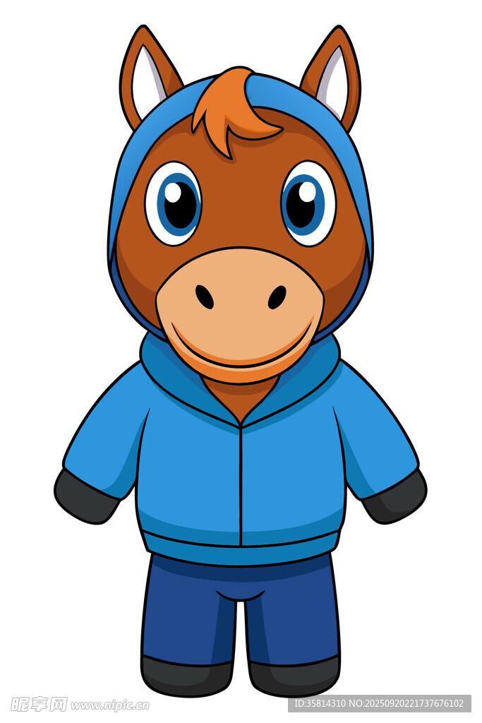 穿藍(lán)色衣服的卡通小馬