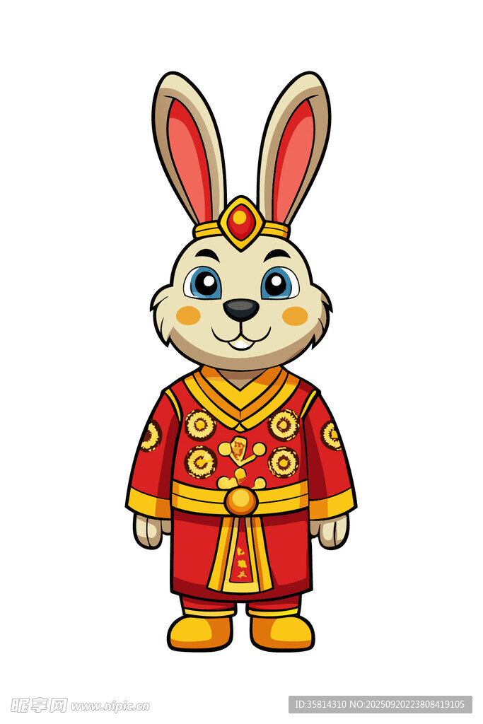 喜慶紅衣兔子形象