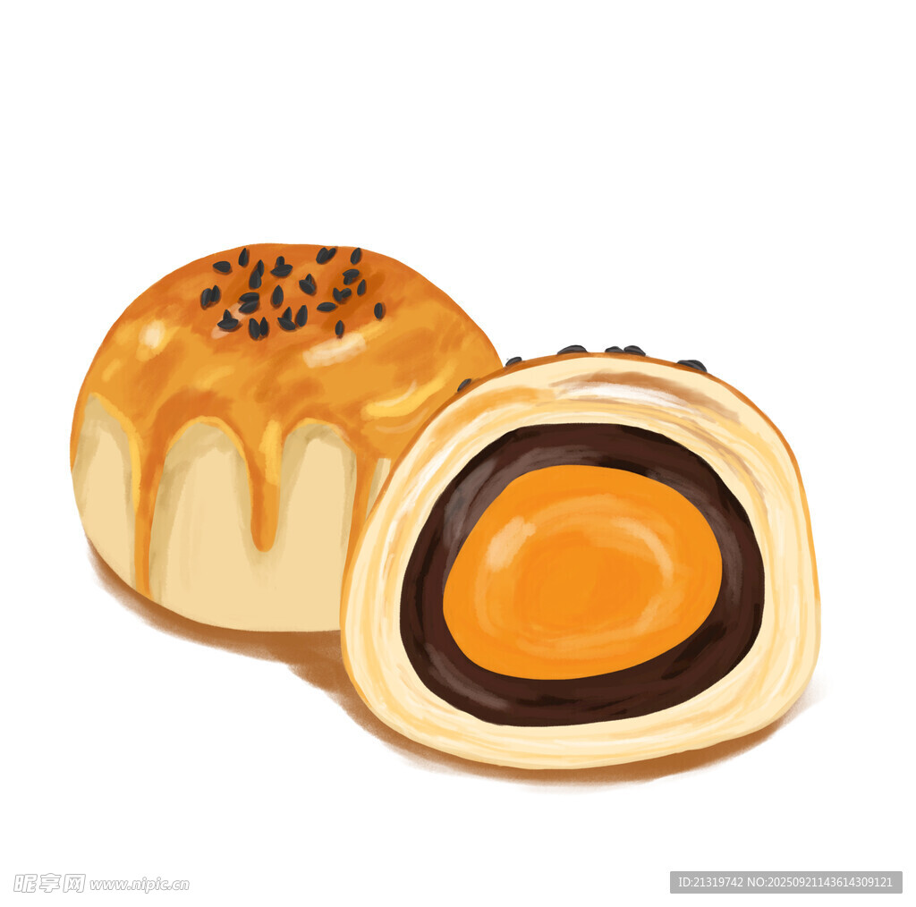 蛋黃酥插畫素材