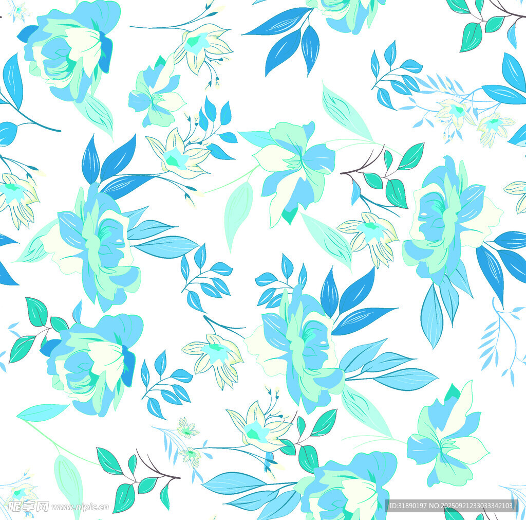藍(lán)花白底
