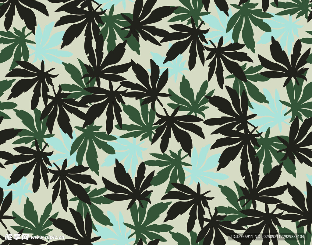 熱帶植物葉片圖案背景