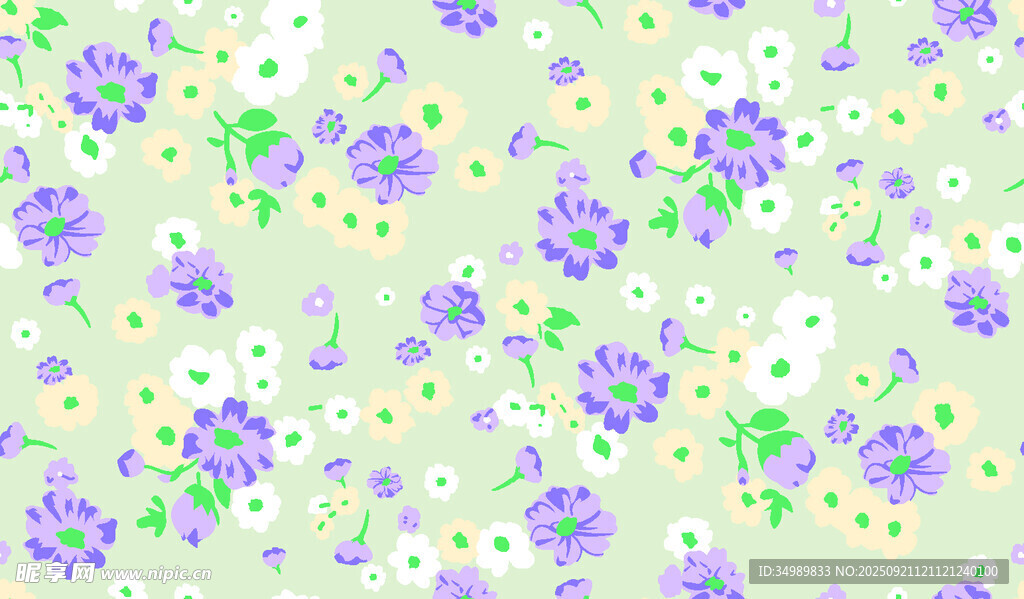 淡綠底紫色花卉圖案背景