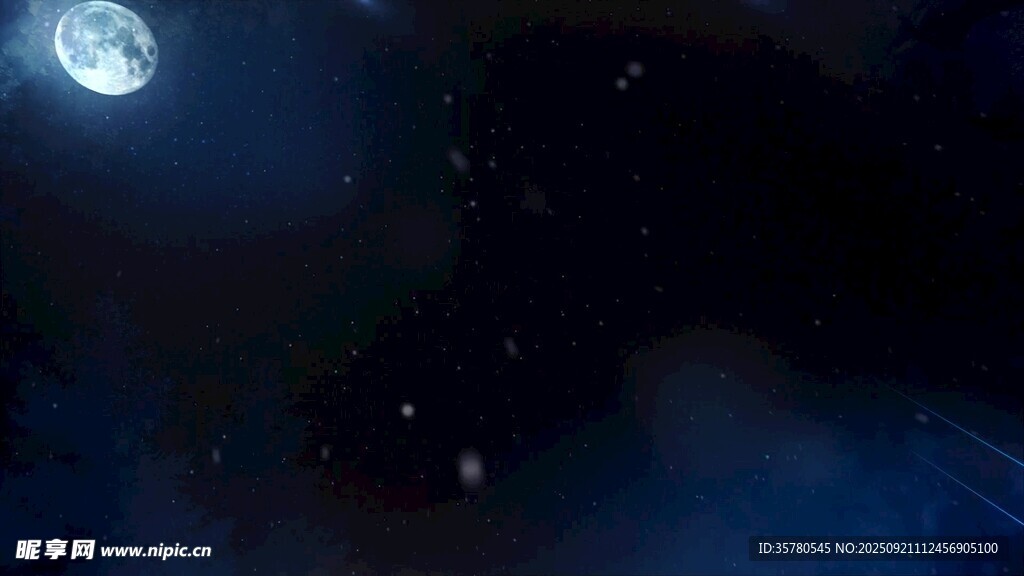 夜空中的明月與閃爍繁星
