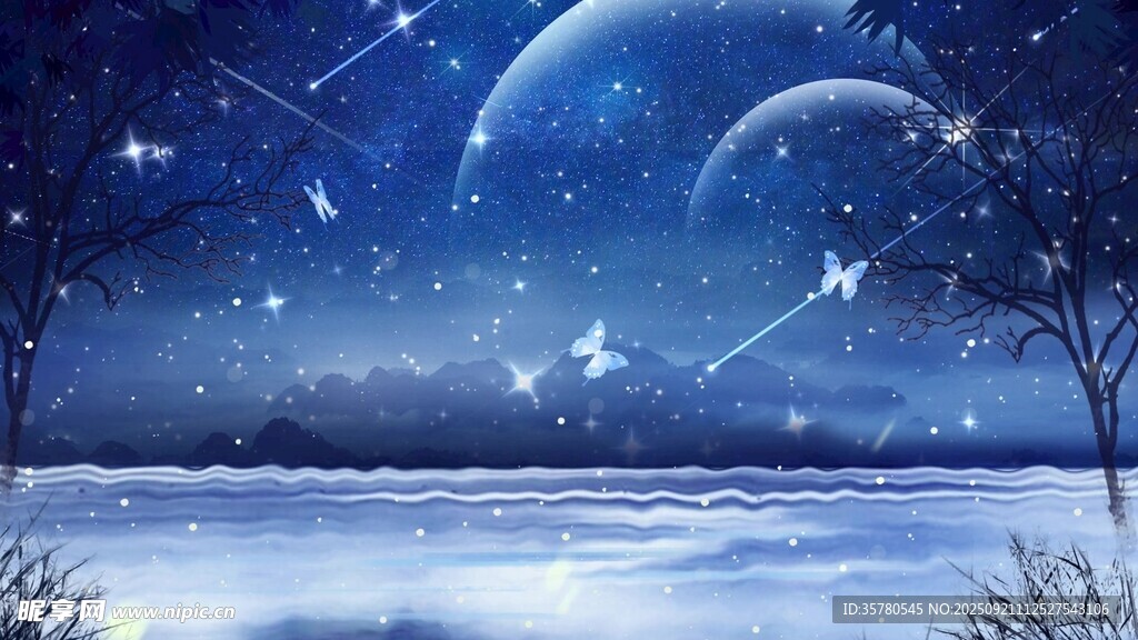 夢幻星空下的靜謐雪夜