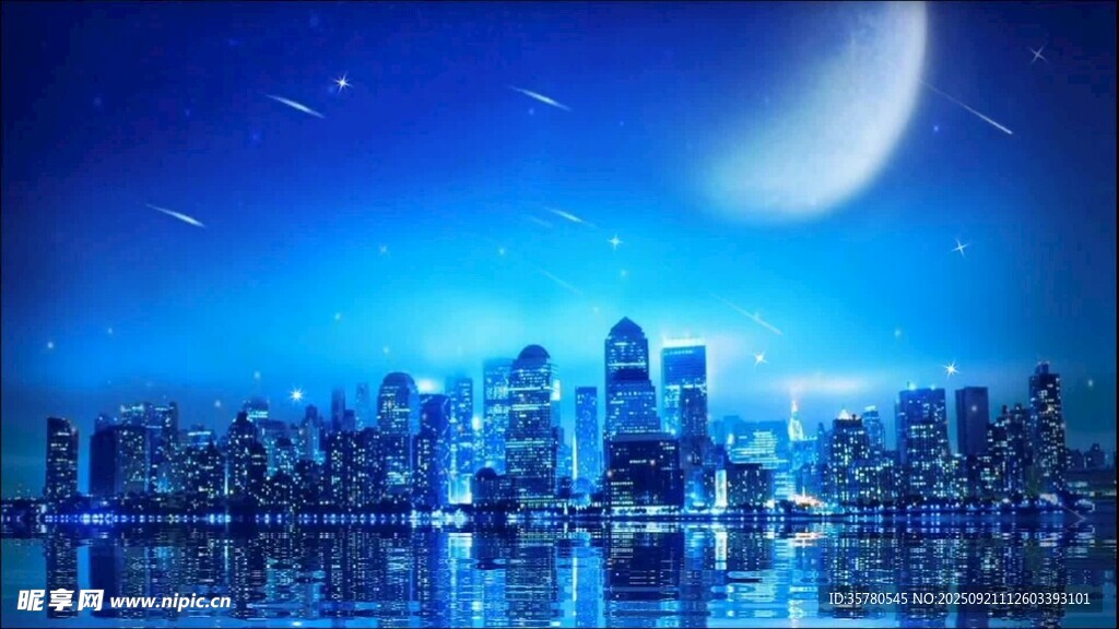 夢(mèng)幻藍(lán)調(diào)城市夜景