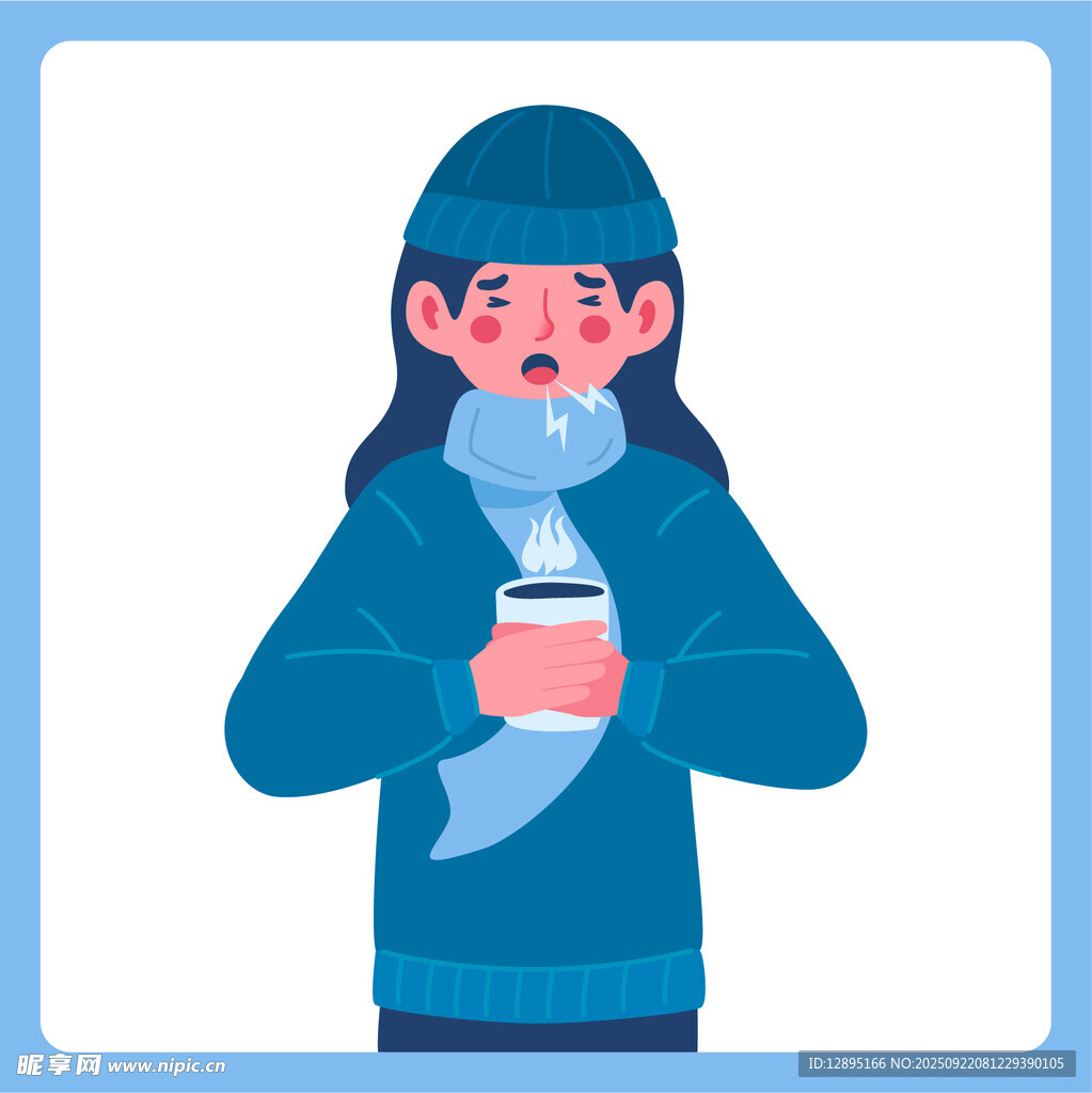 女孩冬日手持熱飲保暖