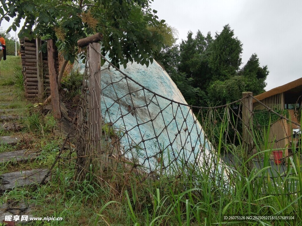 山坡上的透明半球形建筑