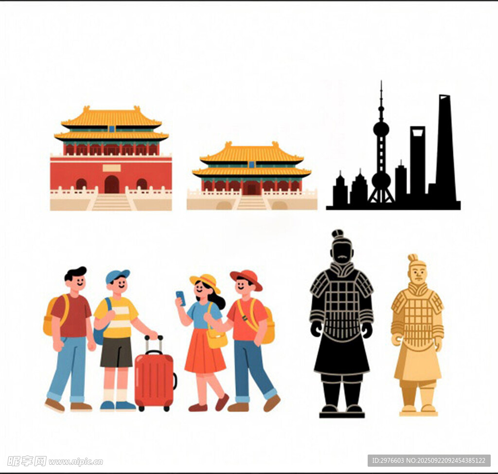 北京景點(diǎn)前的游客身影