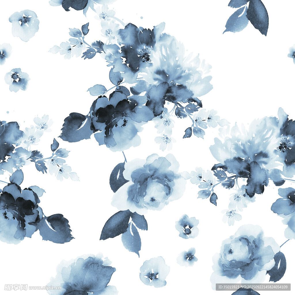 藍(lán)白花卉圖案背景