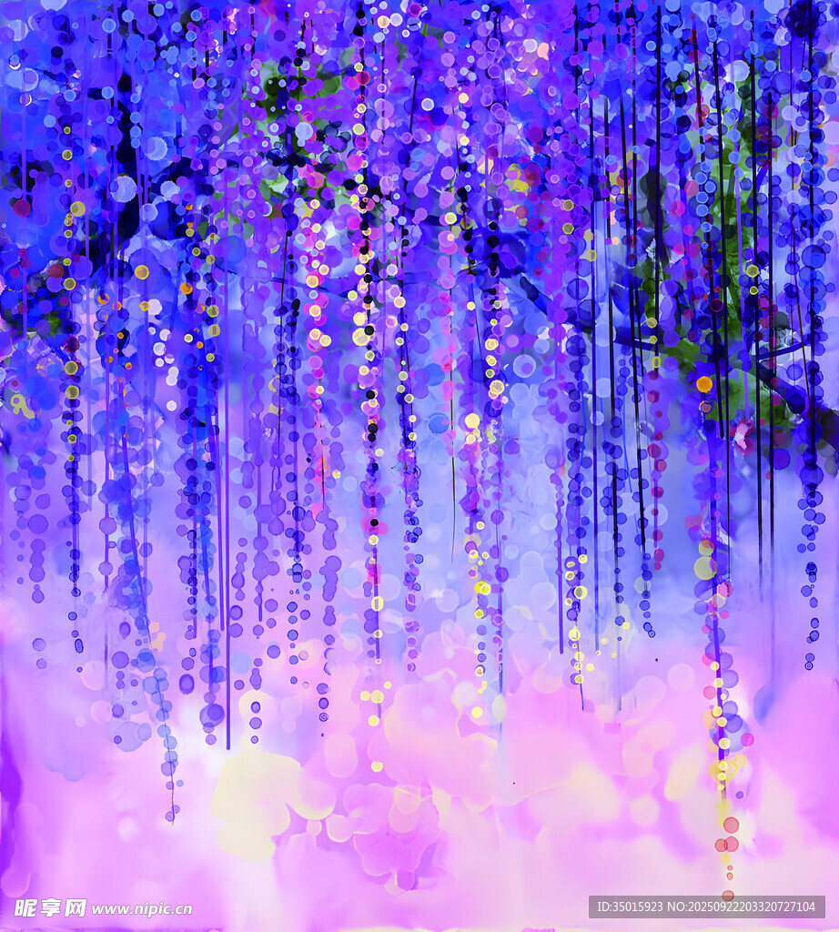夢幻紫色垂藤花卉美景