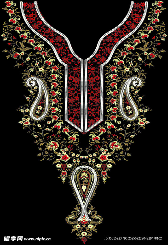 精美刺繡領(lǐng)口圖案