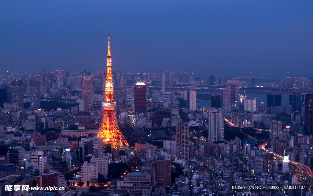 夜幕下的東京塔城市景觀