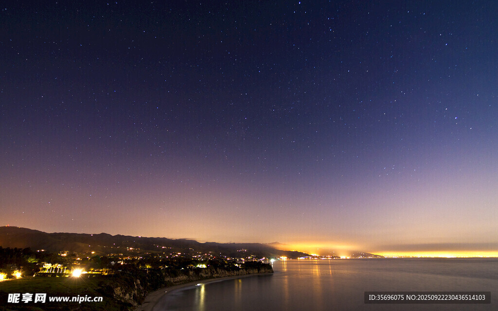海邊暮色夜景迷人風光