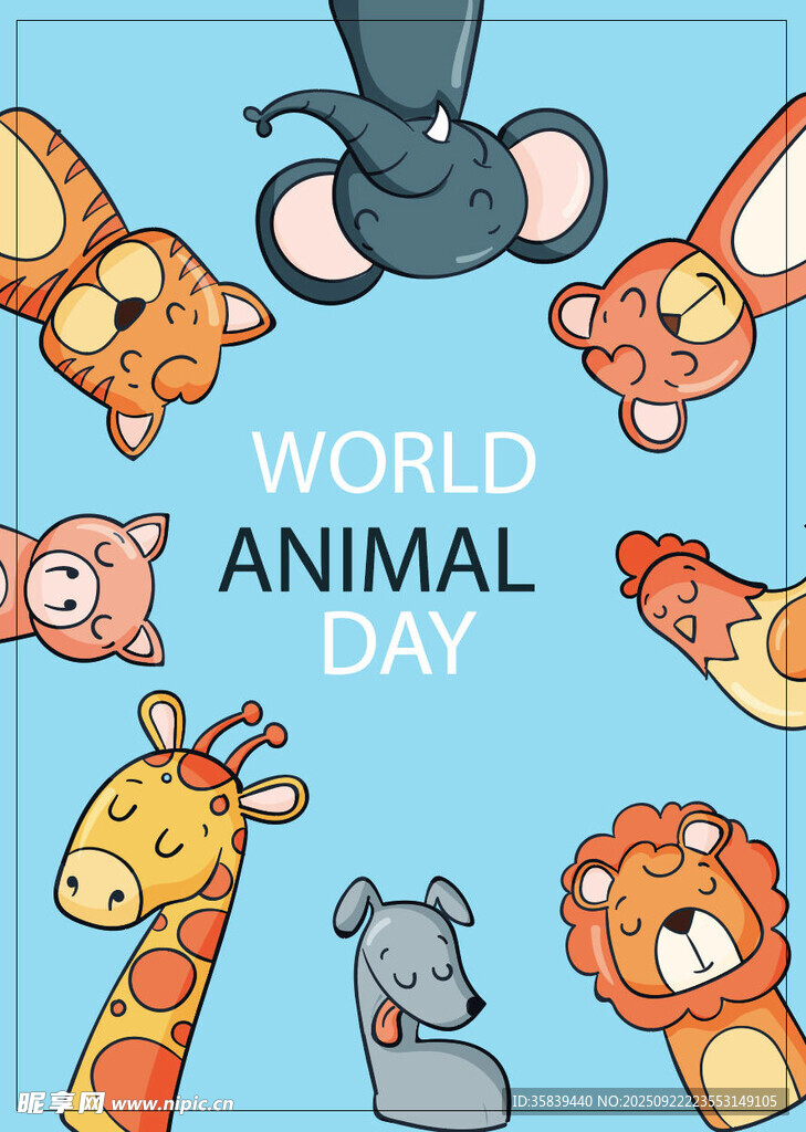 世界動物日卡通動物集合