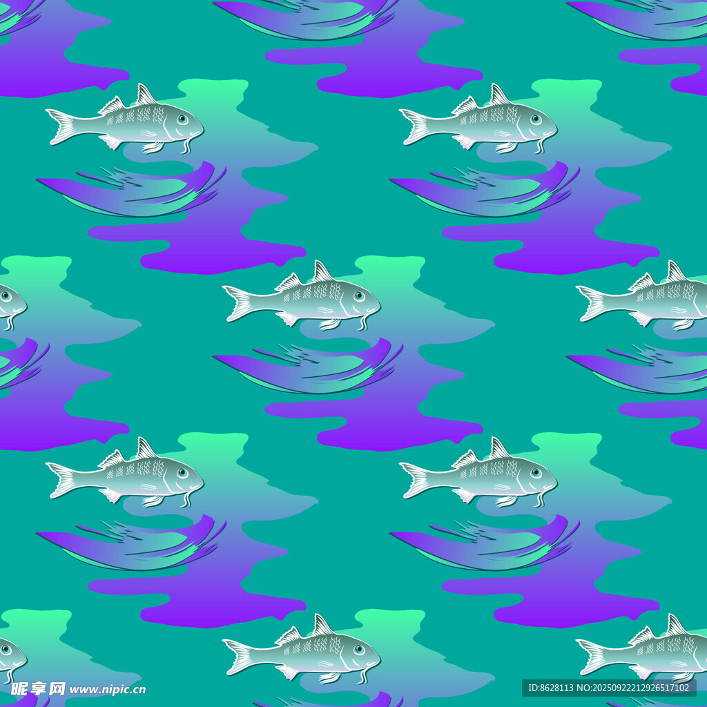 海洋魚群幾何圖案背景