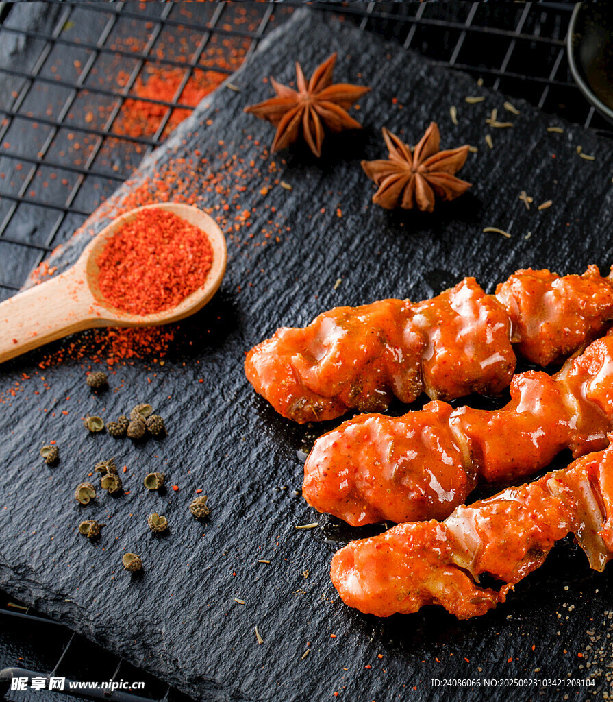 美味烤蝦配香料佐料