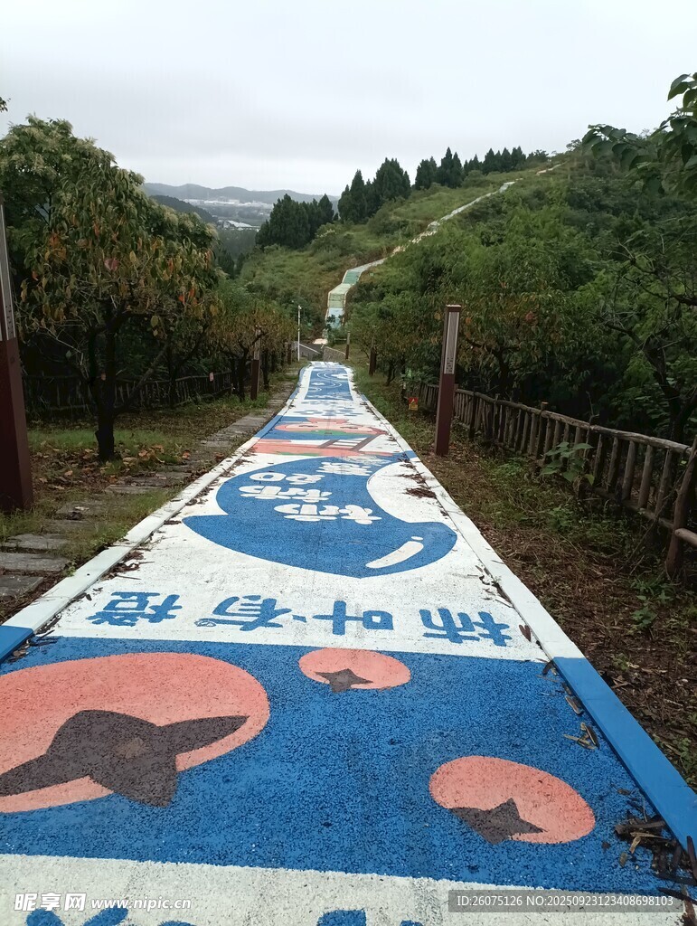 彩色涂鴉鄉(xiāng)村小路景觀