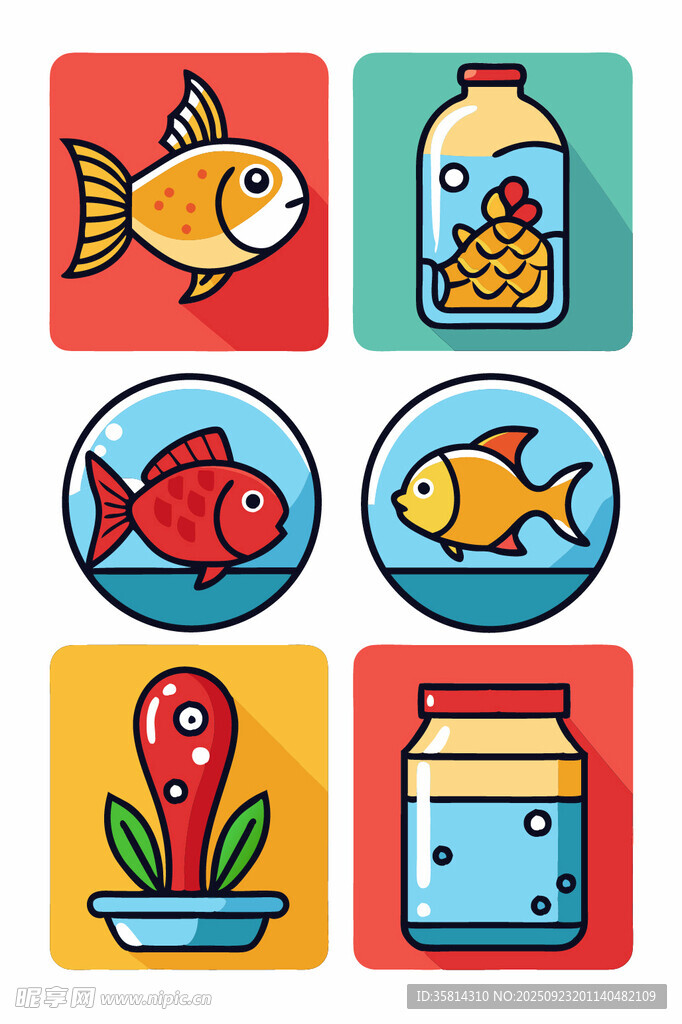 多彩魚類及水族相關(guān)圖標(biāo)